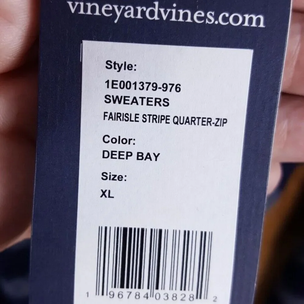 VINEYARD VINES Sweater Mens XL Blue 1/4 Zip Pullover Fair Ilse Stripe Wool $188
